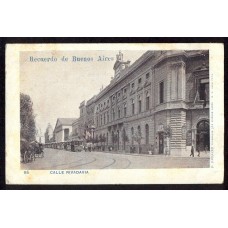 CIUDAD DE BUENOS AIRES ANTIGUA TARJETA POSTAL CALLE RIVADAVIA TRANVIAS